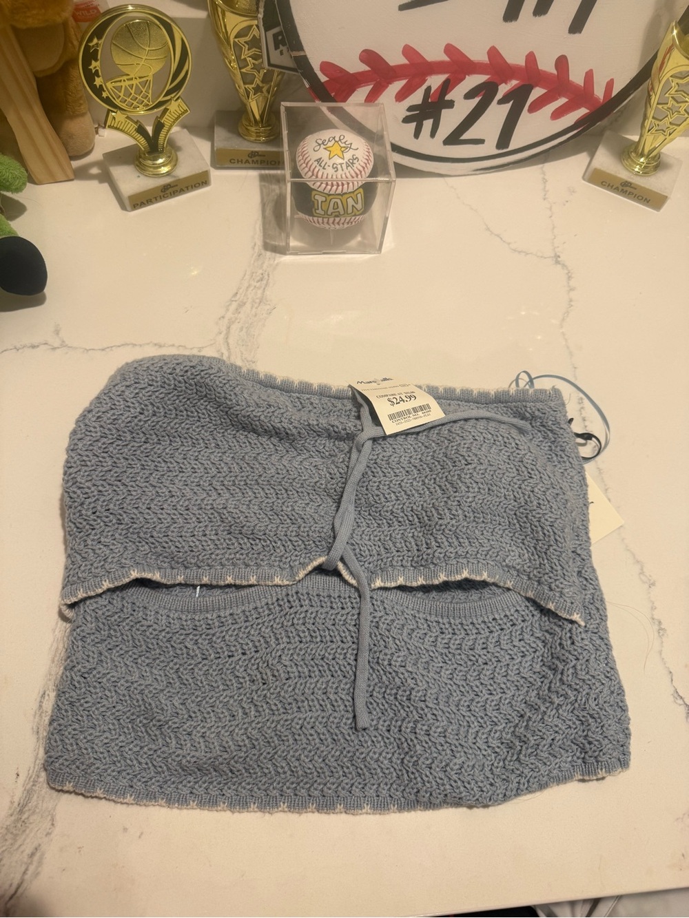 Marshalls Light Blue Knit Strapless Tube Top with Skirt